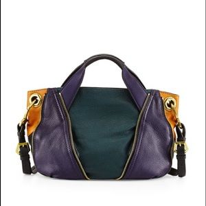 COPY - Oryany Lian Small Zip Leather Satchel Bag, Teal/Multi